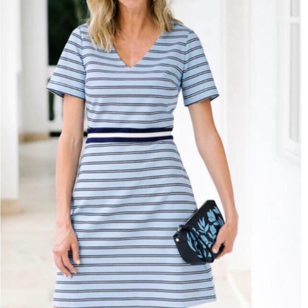 Draper James Striped V-Neck Dress